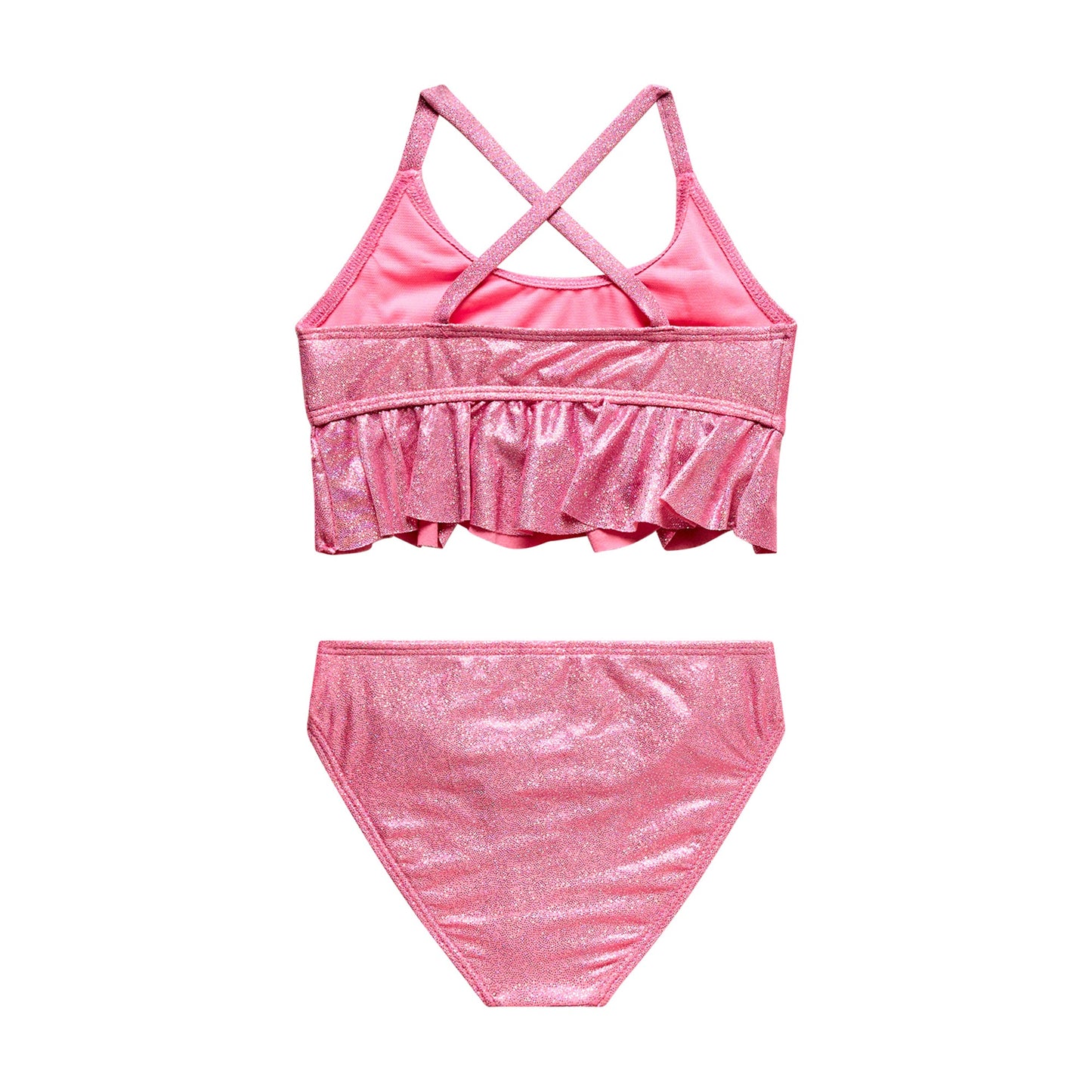 Little Girls Shine Like a Diamond - Over-the-Shoulder Ruffle Bralette and Hipster Bottom