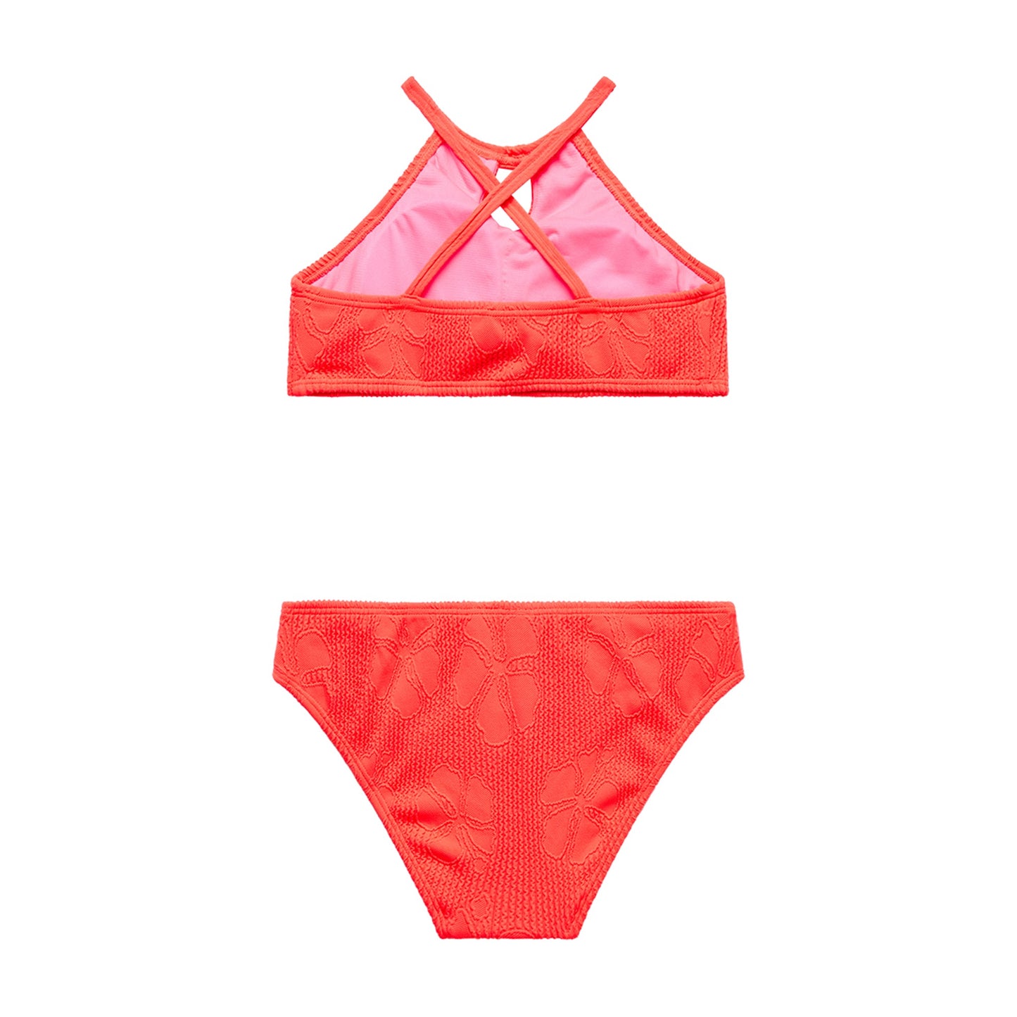 Big Girls Jacquard Hibiscus -  High neck Bra and Hipster Bottom