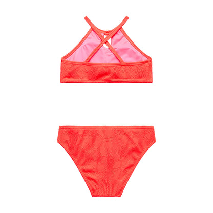 Big Girls Jacquard Hibiscus -  High neck Bra and Hipster Bottom