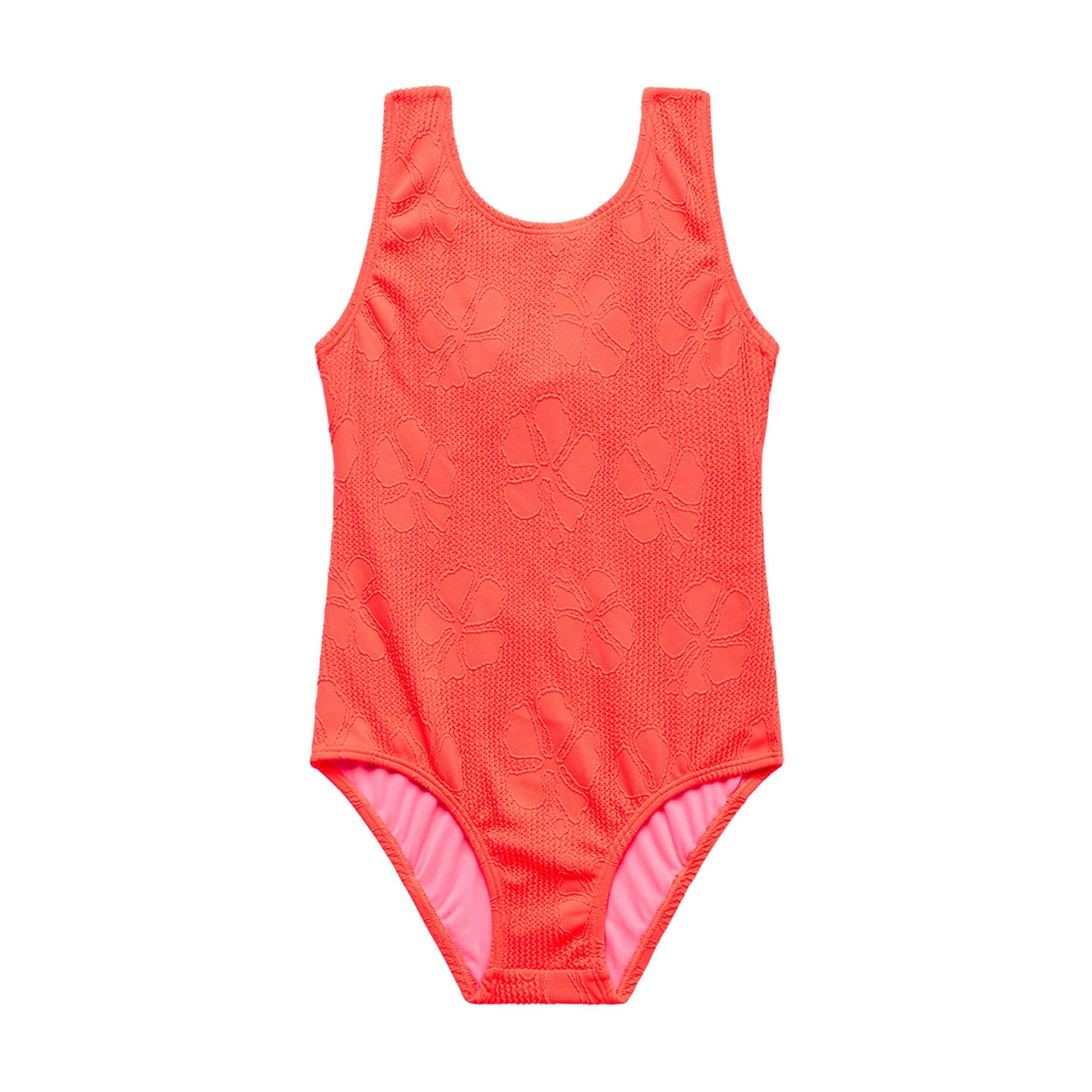 Big Girls Jacquard Hibiscus - Open Back One Piece