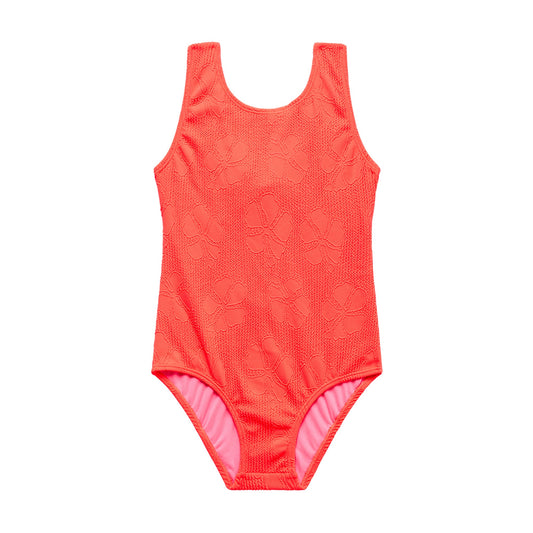 Big Girls Jacquard Hibiscus - Open Back One Piece