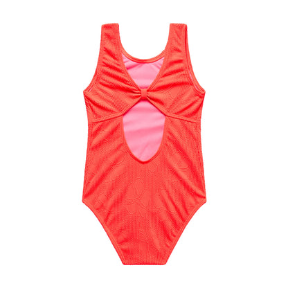 Big Girls Jacquard Hibiscus - Open Back One Piece