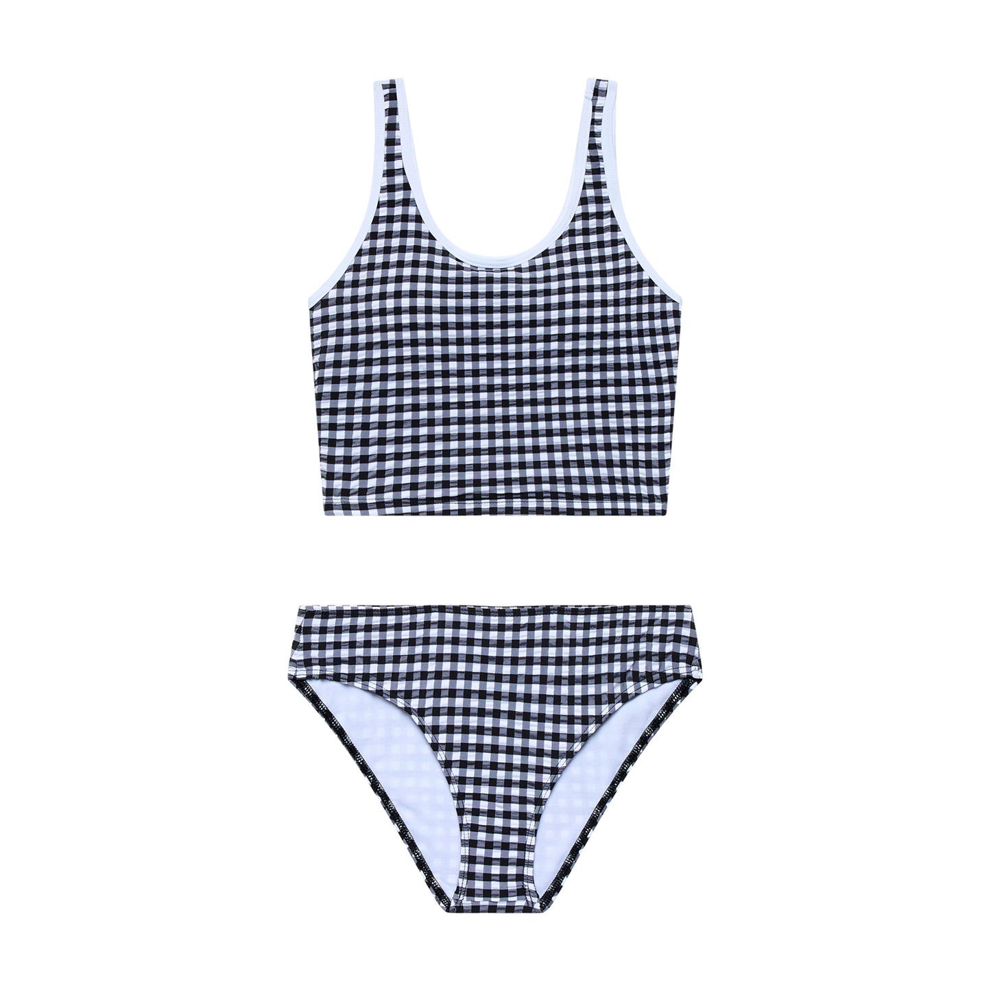Big Girls Gingham- Tankini and Hipster Bottom - Black