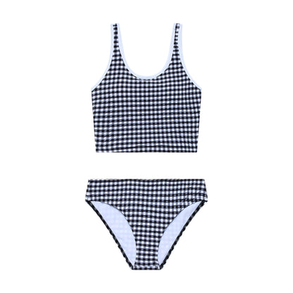 Big Girls Gingham- Tankini and Hipster Bottom - Black