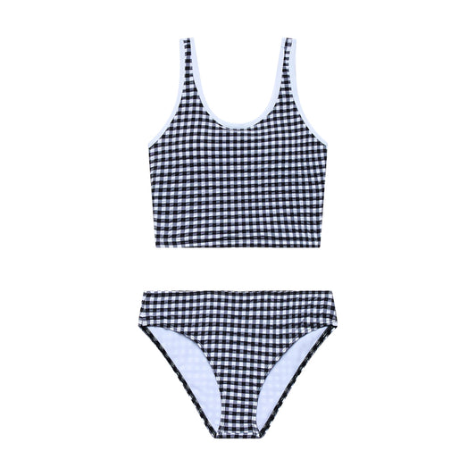 Big Girls Gingham- Tankini and Hipster Bottom - Black