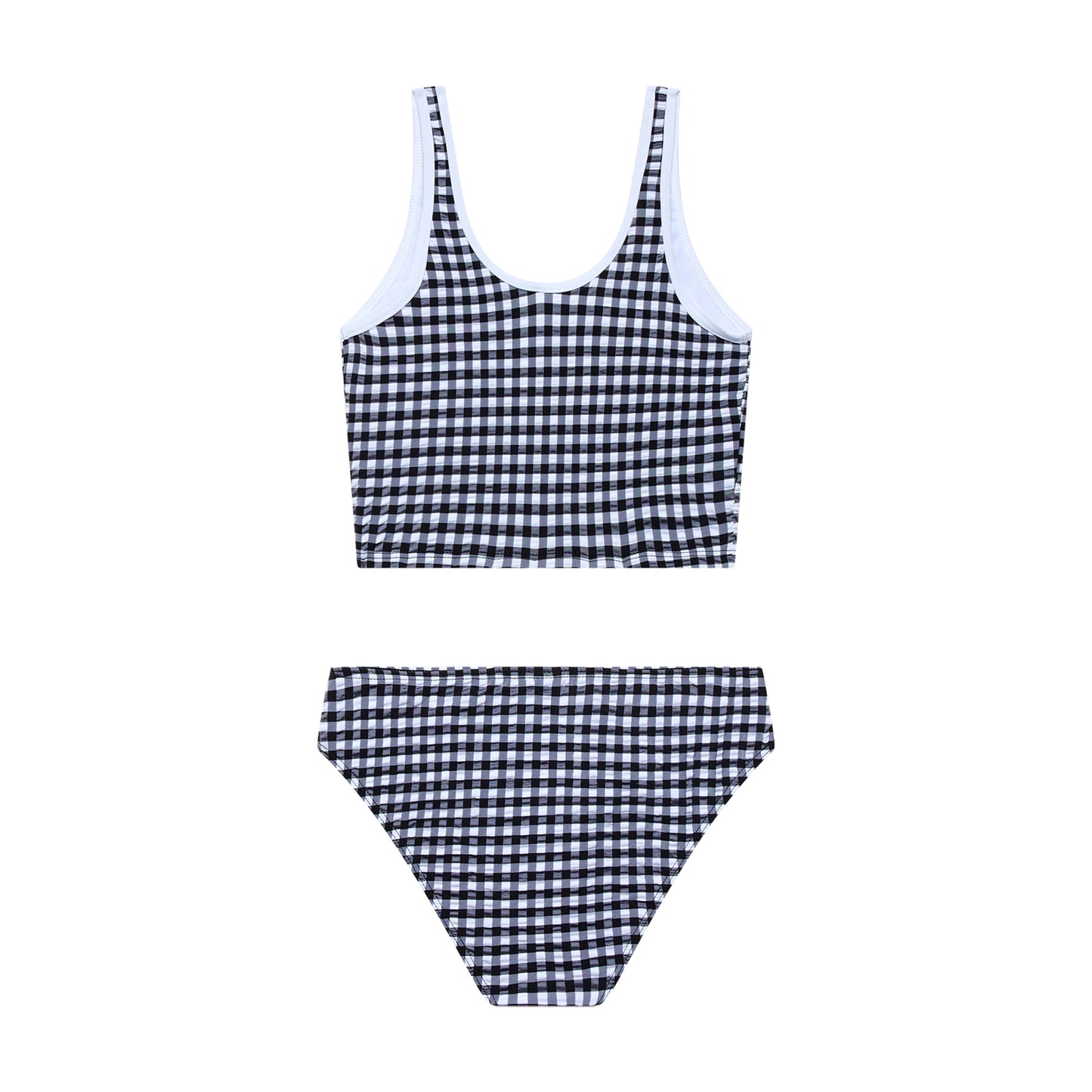 Big Girls Gingham- Tankini and Hipster Bottom - Black
