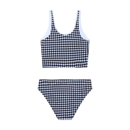 Big Girls Gingham- Tankini and Hipster Bottom - Black