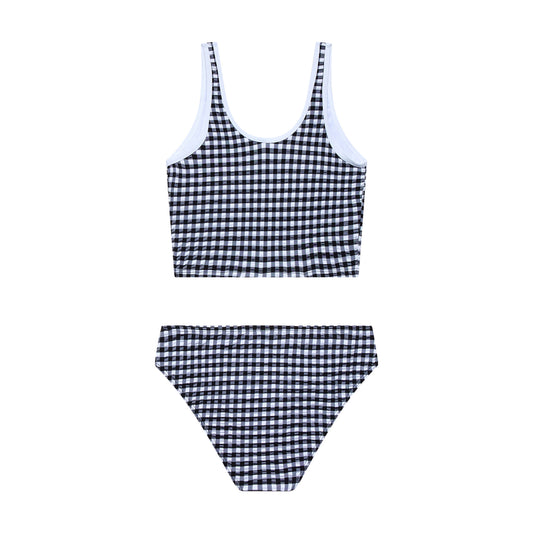 Big Girls Gingham- Tankini and Hipster Bottom - Black