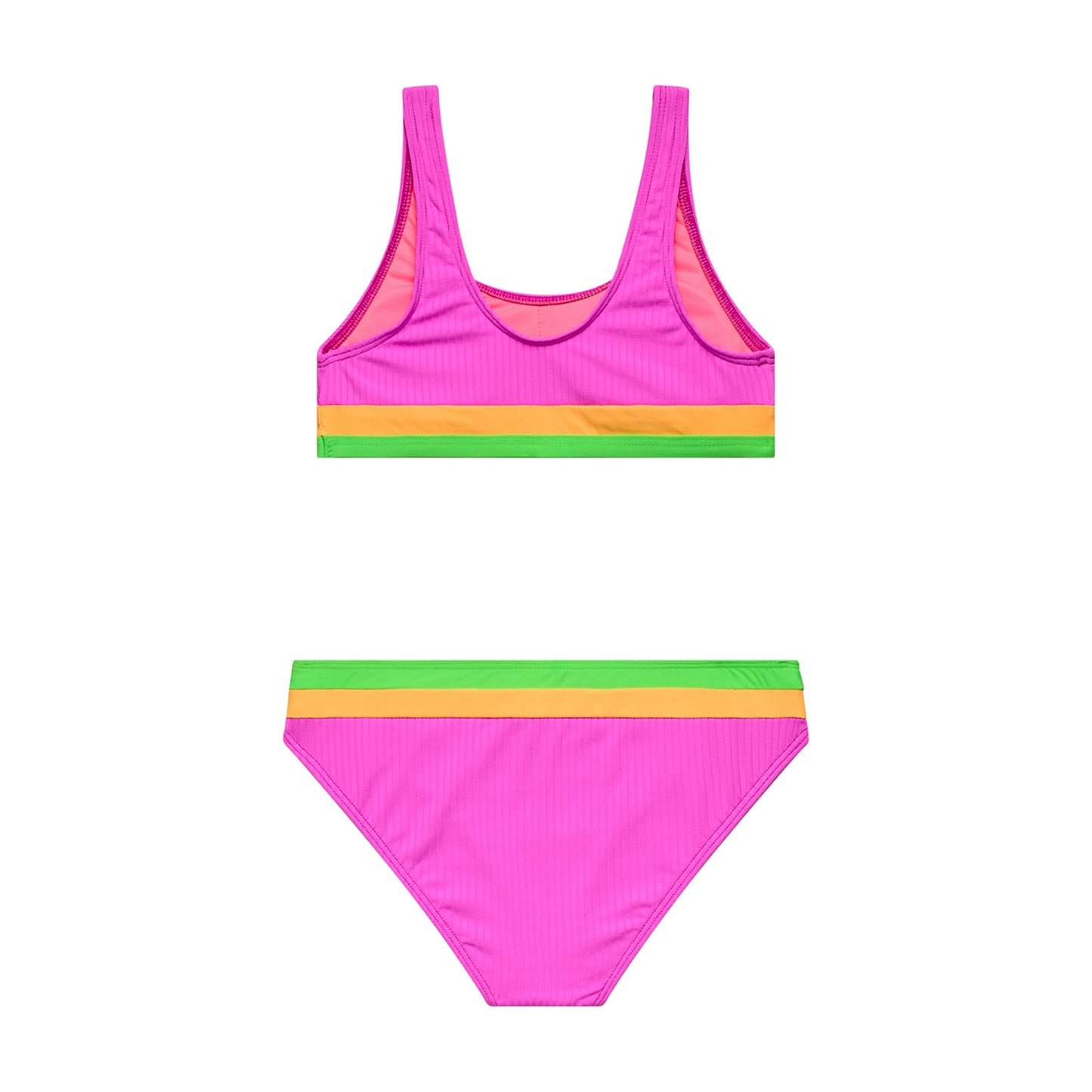 Big Girls Rays for Days -  Colorblock Bralette and Hipster Bottom - Cyber Pink