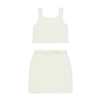 Big Girls Cover Me in Sunshine - Crochet Matching Set - White