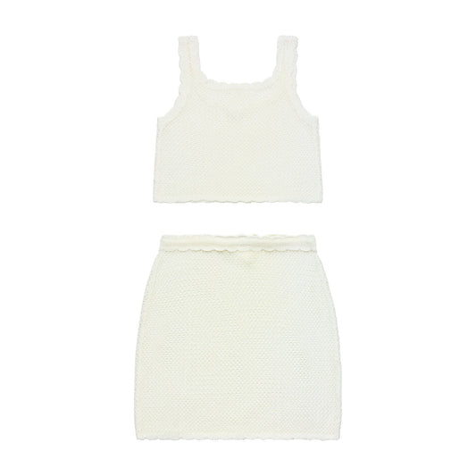Big Girls Cover Me in Sunshine - Crochet Matching Set - White