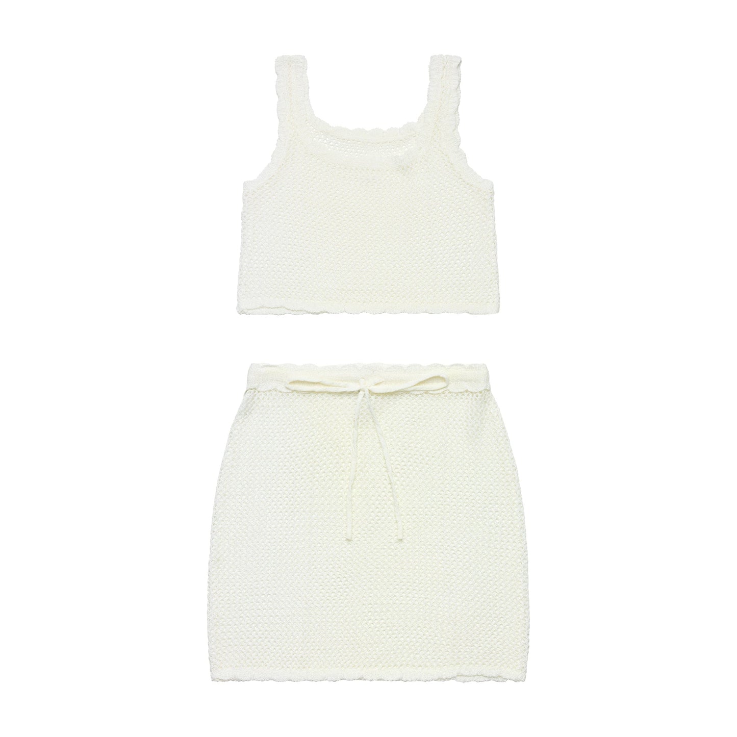 Big Girls Cover Me in Sunshine - Crochet Matching Set - White