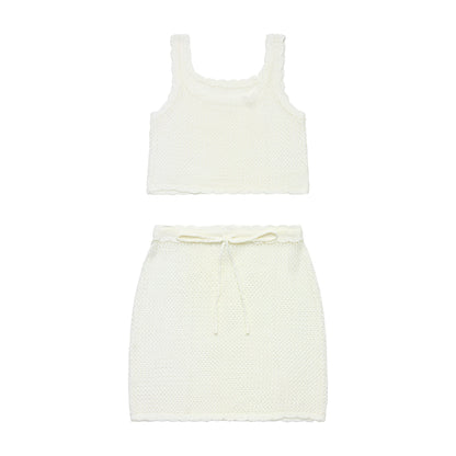 Big Girls Cover Me in Sunshine - Crochet Matching Set - White