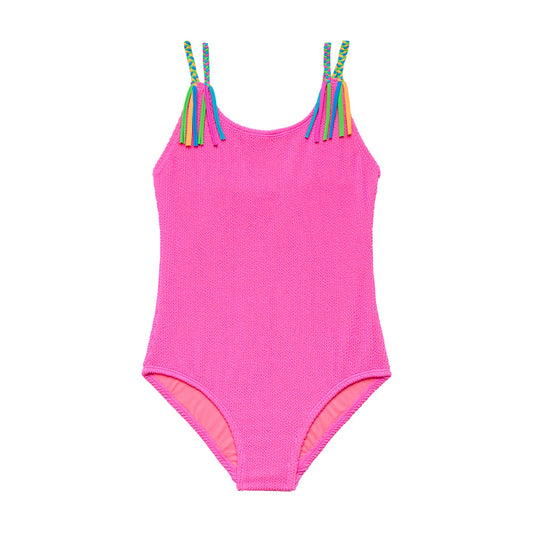 Big Girls Scrunchies - Braid with Fringe One Piece - Pink