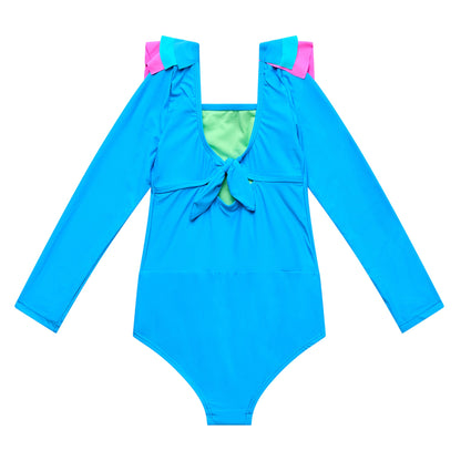 Little Girls Sunsets - Long Sleeve Ruffle Rash Suit
