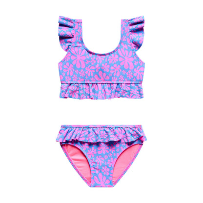 Little Girls Flower Power - Ruffle Sleeve Bralette and Ruffle Bottom