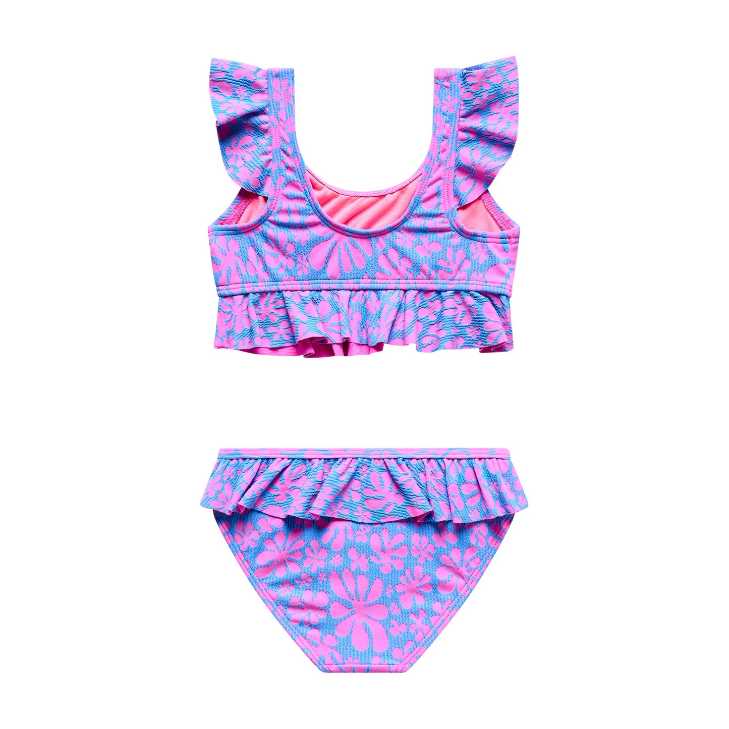 Little Girls Flower Power - Ruffle Sleeve Bralette and Ruffle Bottom