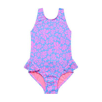 Little Girl Flower Power - Wrap-Around Ruffle One Piece