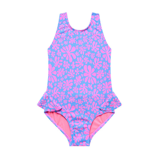 Little Girl Flower Power - Wrap-Around Ruffle One Piece