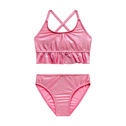 Little Girls Shine Like a Diamond - Over-the-Shoulder Ruffle Bralette and Hipster Bottom