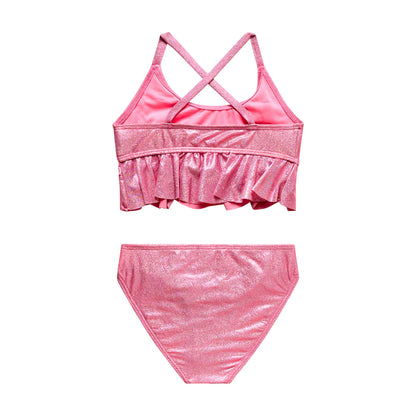 Little Girls Shine Like a Diamond - Over-the-Shoulder Ruffle Bralette and Hipster Bottom